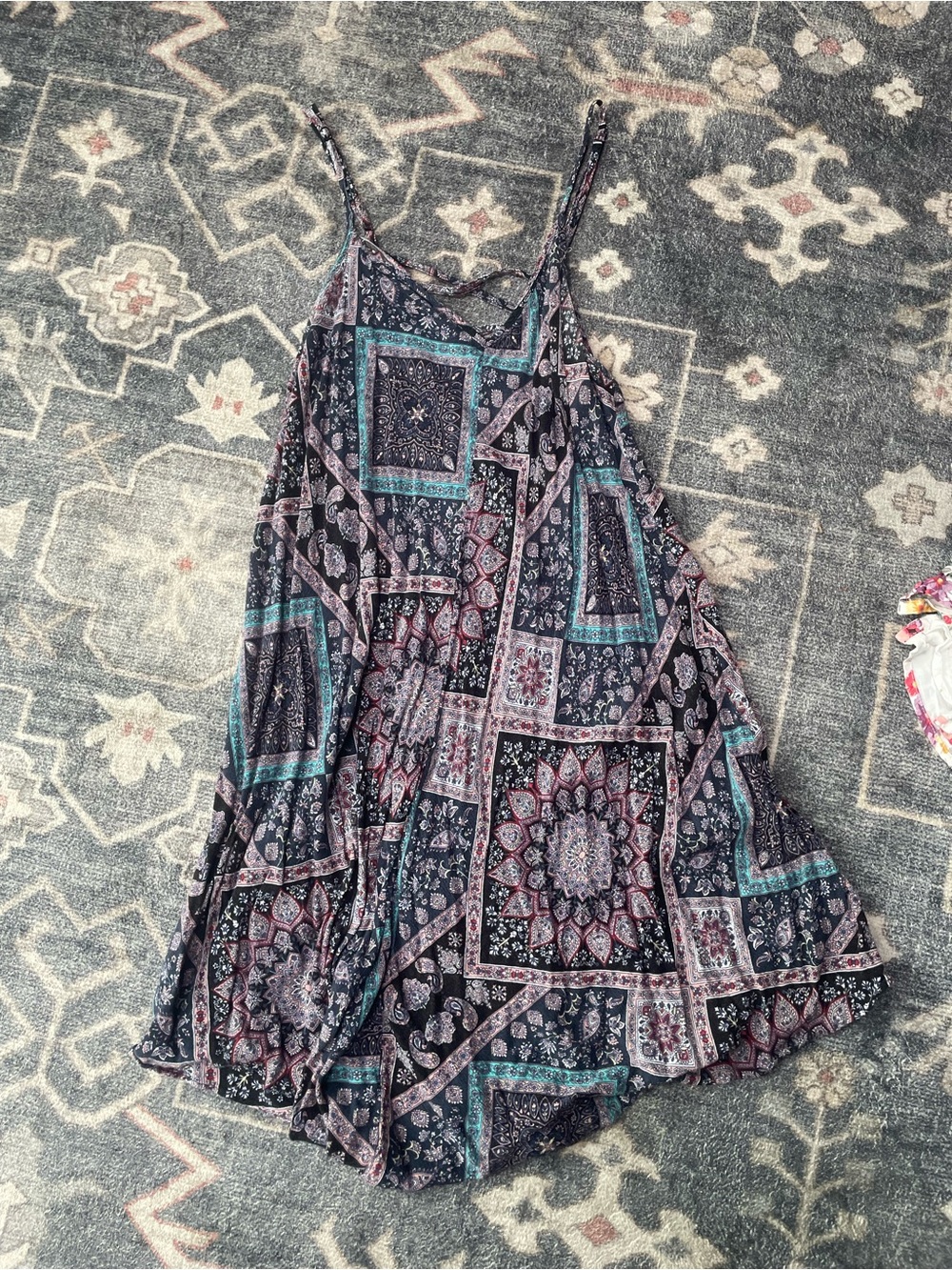American Eagle Outfitters Paisley Print Crisscross Dress in Black, Brown, Teal